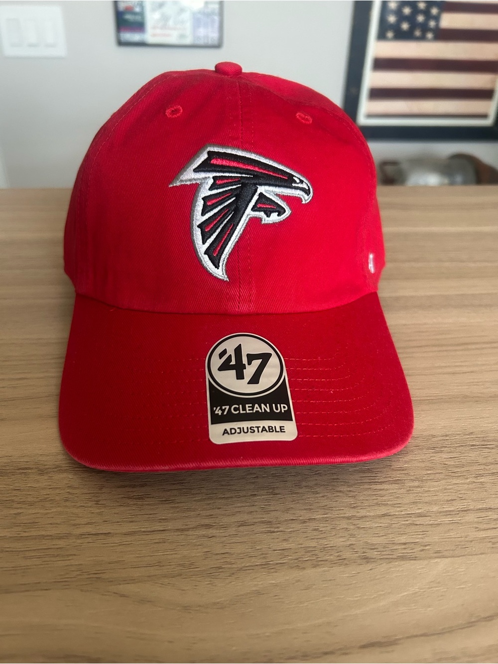 NWT 47 Brand Atlanta Falcons Clean Up Adjustable Hat Red NFL Slouch Cap